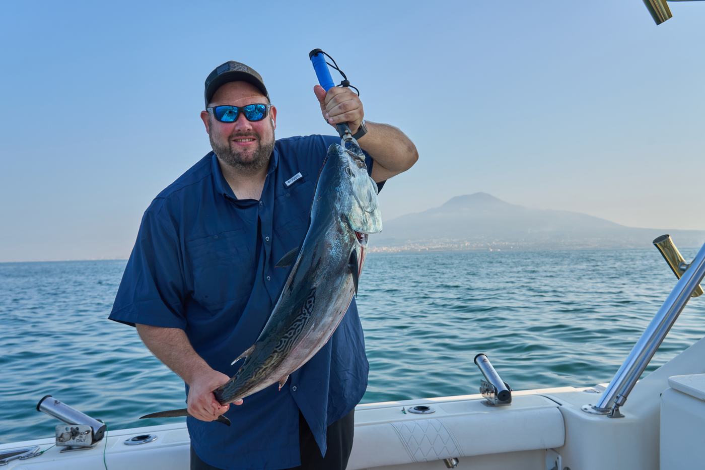 A great catch, Vesuvius behind