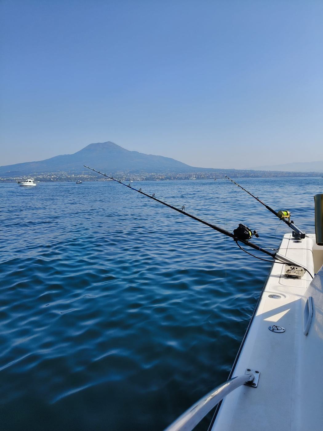 Rods ready, Vesuvius in the distance